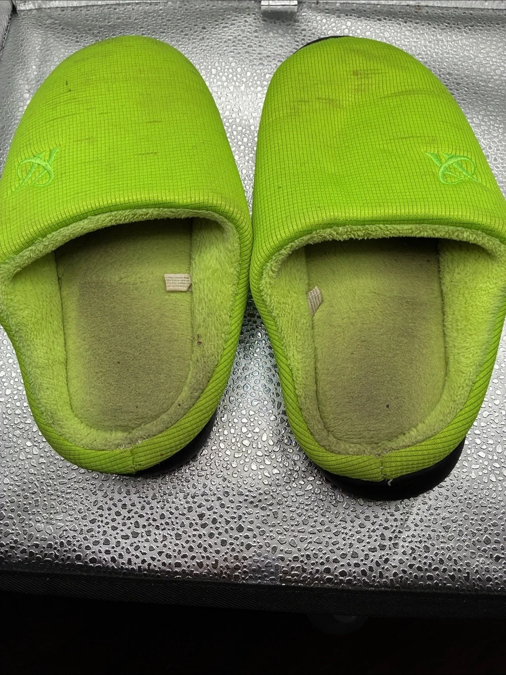 Kids Slip-On Indoor Slippers in Bright Lime Green